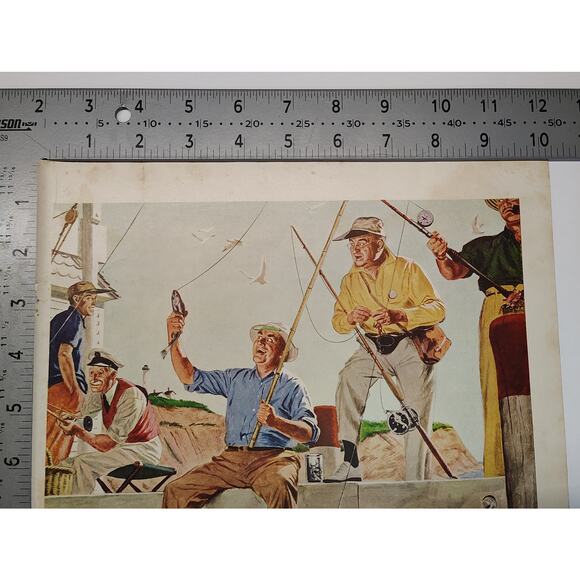 1943 Schenley Reserve Whiskey Print Ad Pot Luck Fishing Dock Scene 1940s Ephemer - Picture 4 of 7